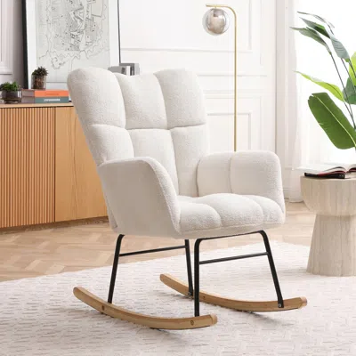 Streamdale Furniture Streamdale Teddy Upholstered Rocking Chair - Beige