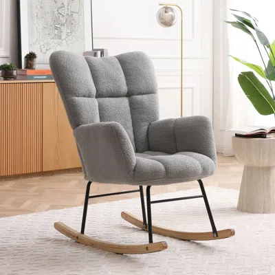 Streamdale Furniture Streamdale Teddy Upholstered Rocking Chair - Grey