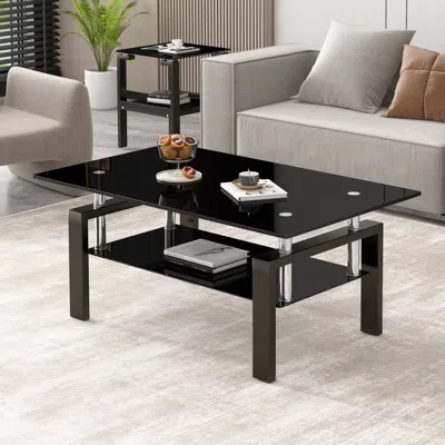 Streamdale Furniture Streamdale Tempered Black Glass Coffee Table