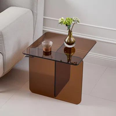 Streamdale Furniture Streamdale Tempered Brown Glass Side Table