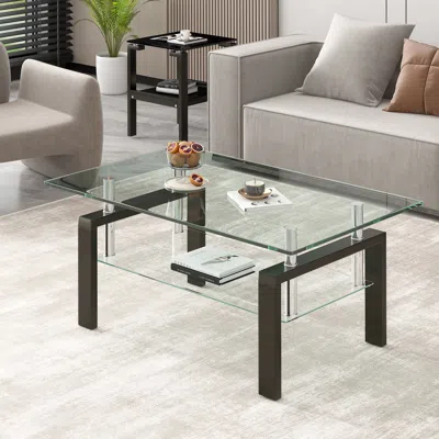 Streamdale Furniture Streamdale Tempered Clear Glass Coffee Table In Brown