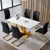 Streamdale Furniture Streamdale Tempered Glass And Pu Material Dining Set With Arched Legs