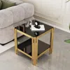 Streamdale Furniture Streamdale Tempered Glass And Steel End Table (double Layer)