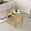 Streamdale Furniture Streamdale Tempered Glass And Steel End Table (double Layer)