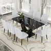 Streamdale Furniture Streamdale Tempered Glass Dining Set (71"x35.4") With 8 Pu Chairs