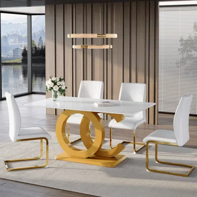 Streamdale Furniture Streamdale Tempered Glass Dining Set With Dining Chairs