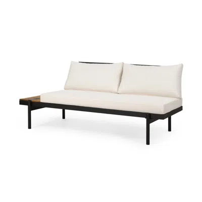 Streamdale Furniture Streamdale Theo 2-seater Acacia Wood And Iron Sofa With Water-resistant Cushions
