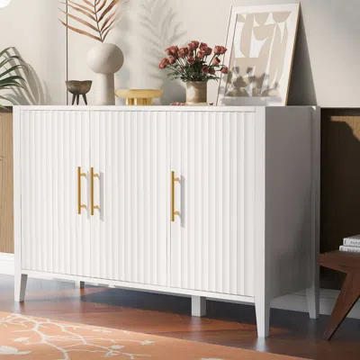 Streamdale Furniture Streamdale Three-door Storage Cabinet With Metal Handles For Any Room In White