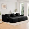 Streamdale Furniture Streamdale Three-seat Boneless Sofa, Teddy Fabric, No Assembly, Black