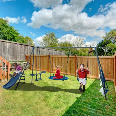 Streamdale Furniture Streamdale Thrilling Saucer Swingset With Slide