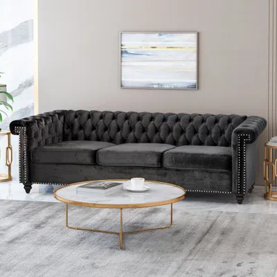 Streamdale Furniture Streamdale Timeless Chesterfield Sofa Classic Design In Black