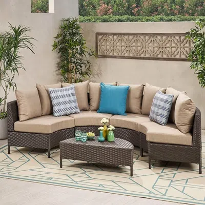 Streamdale Furniture Streamdale Timeless Wicker Lounge Set With Plush Cushions In Brown