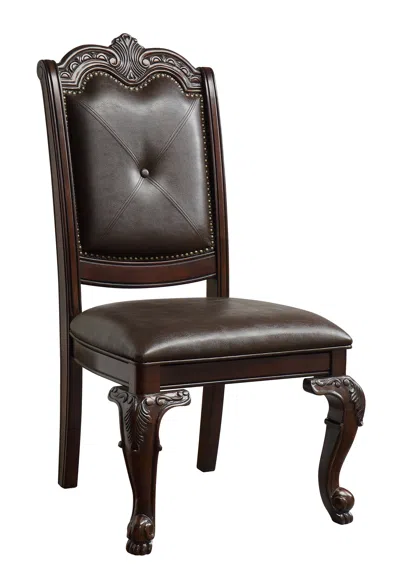 Streamdale Furniture Streamdale Traditional Dining Side Chair With Faux Leather Upholstery