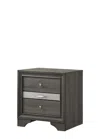 Streamdale Furniture Streamdale Traditional Matrix 2 Drawers Nightstand In Gray Made With Wood