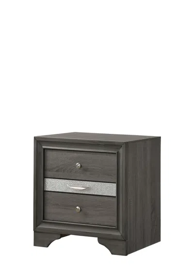 Streamdale Furniture Streamdale Traditional Matrix 2 Drawers Nightstand In Gray Made With Wood
