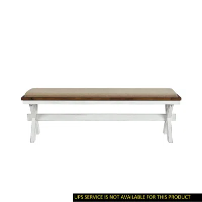Streamdale Furniture Streamdale Traditional Oak Bench With Fabric Seat In White