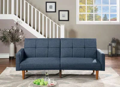 Streamdale Furniture Streamdale Transitional Navy Sofa With Tufted Cushion In Blue