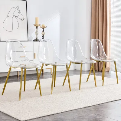 Streamdale Furniture Streamdale Transparent Plastic Nordic Dining Chairs (set Of 4)