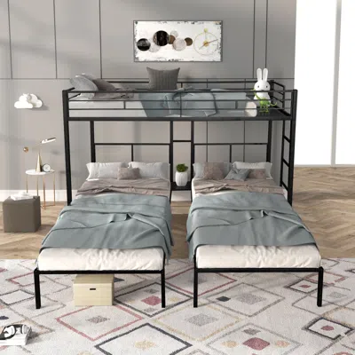 Streamdale Furniture Streamdale Triple Bunk Bed - Sturdy Metal Frame, Wooden Slats