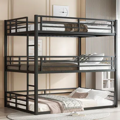 Streamdale Furniture Streamdale Triple Bunk Bed, Full Over Full Over Full, Metal, Black