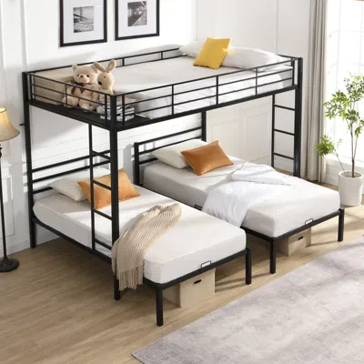 Streamdale Furniture Streamdale Triple Bunk Bed, Full Over Twin, Metal Frame