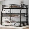 Streamdale Furniture Streamdale Triple Bunk Bed, Full/queen, Metal, Heavy-duty, Black