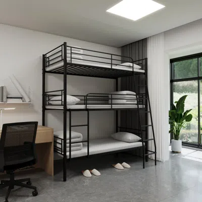 Streamdale Furniture Streamdale Triple Bunk Bed Metal Twin, Disassembles To Three Beds