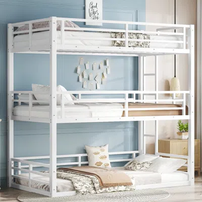 Streamdale Furniture Streamdale Triple Bunk Bed, Metal, White