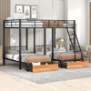 Streamdale Furniture Streamdale Triple Bunk Bed With Storage And Guardrails In Black