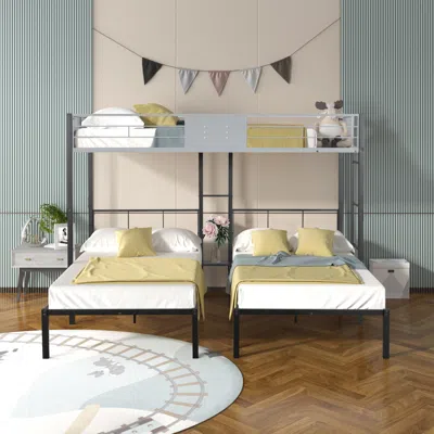 Streamdale Furniture Streamdale Triple Bunk Bed With Vent Board/ Sturdy Metal Frame/ Noise-free Wood Slats/ Separatable I