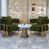 Streamdale Furniture Streamdale Ts Modern Green Teddy Fleece Chair Gold Legs 2pc