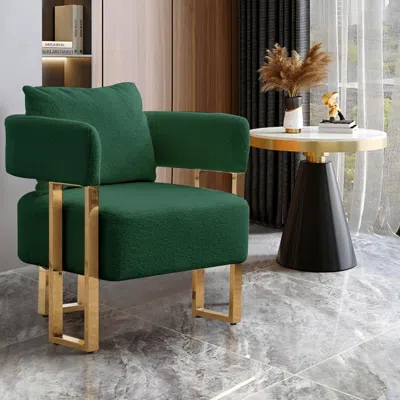 Streamdale Furniture Streamdale Ts Modern Teddy Fleece Chair - Gold Legs