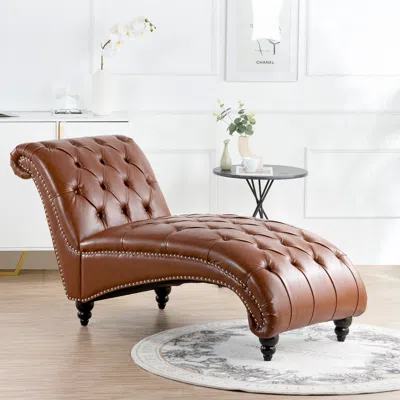 Streamdale Furniture Streamdale Tufted Armless Chaise Lounge In Brown