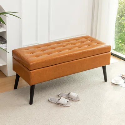 Streamdale Furniture Streamdale Tufted Beige Storage Bench With Spacious Hidden Compartment