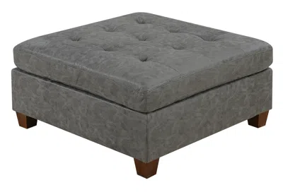 Streamdale Furniture Streamdale Tufted Cocktail Ottoman Antique Grey Breathable Leatherette 1 Piece