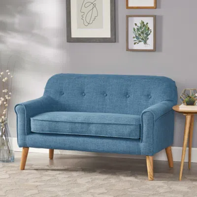 Streamdale Furniture Streamdale Tufted Two-seater Loveseat: Mid-century Modern Elegance In Blue