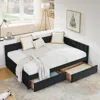 Streamdale Furniture Streamdale Tufted Upholstered Bed Frame With Drawers, Velvet, Black
