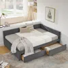 Streamdale Furniture Streamdale Tufted Upholstered Bed Frame With Drawers, Velvet, Grey