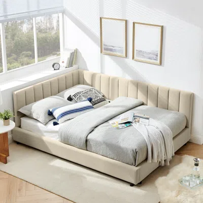 Streamdale Furniture Streamdale Tufted Upholstered Full Size Bed Frame - Velvet Beige