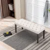 Streamdale Furniture Streamdale Tufted Velvet Bench Ottoman - Beige In Brown