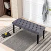 Streamdale Furniture Streamdale Tufted Velvet Bench Ottoman - Dark Gray In Gray