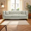 Streamdale Furniture Streamdale Tufted Velvet Sofa, 82" 3-seater Couch With Gold Legs, Cream White In White