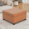 Streamdale Furniture Streamdale Tufted Waffle Stitch Storage Ottoman - 31" X 31"