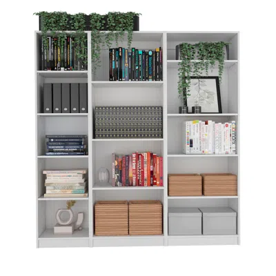 Streamdale Furniture Streamdale Tuin 3 Piece Living Room Set With 3 Bookcases In Gray