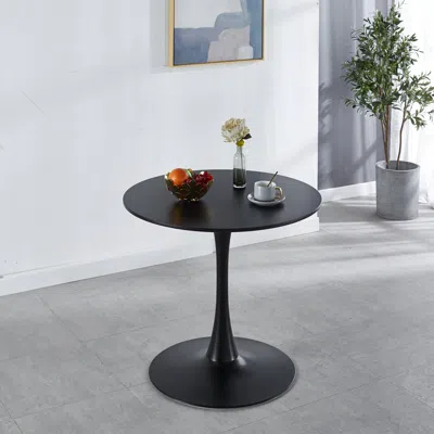 Streamdale Furniture Streamdale Tulip Table Mid-century Dining Table For 2-4 People With Round Mdf In Black