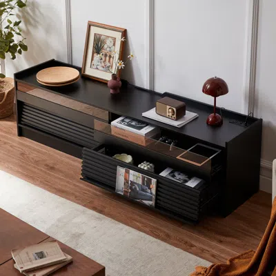 Streamdale Furniture Streamdale Tv Stand With Storage, Charging, & Led Lighting