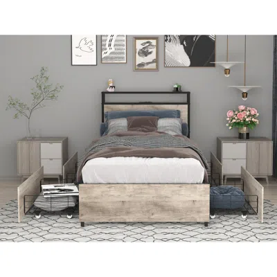 Streamdale Furniture Streamdale Twin Bed Frame: Storage Headboard, Charging Station