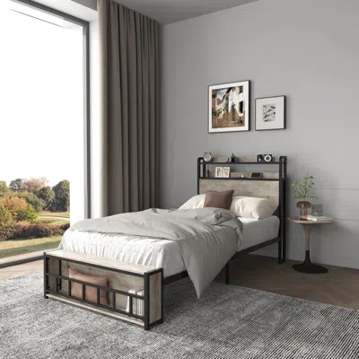 Streamdale Furniture Streamdale Twin Bed Frame With Charging & Led Light