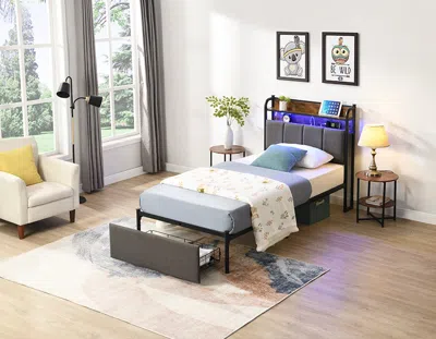 Streamdale Furniture Streamdale Twin Bed Frame With Charging Headboard