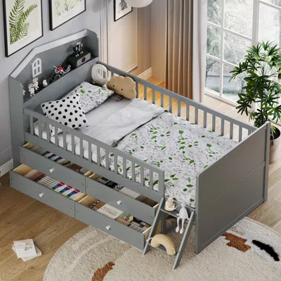 Streamdale Furniture Streamdale Twin Bed Frame With Storage & Guardrail